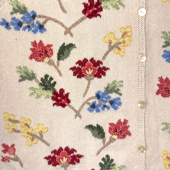 Vintage | Talbots | L | Floral Embroidered Cardigan Sweater | Cottagecore | Y2K - Picture 11 of 16